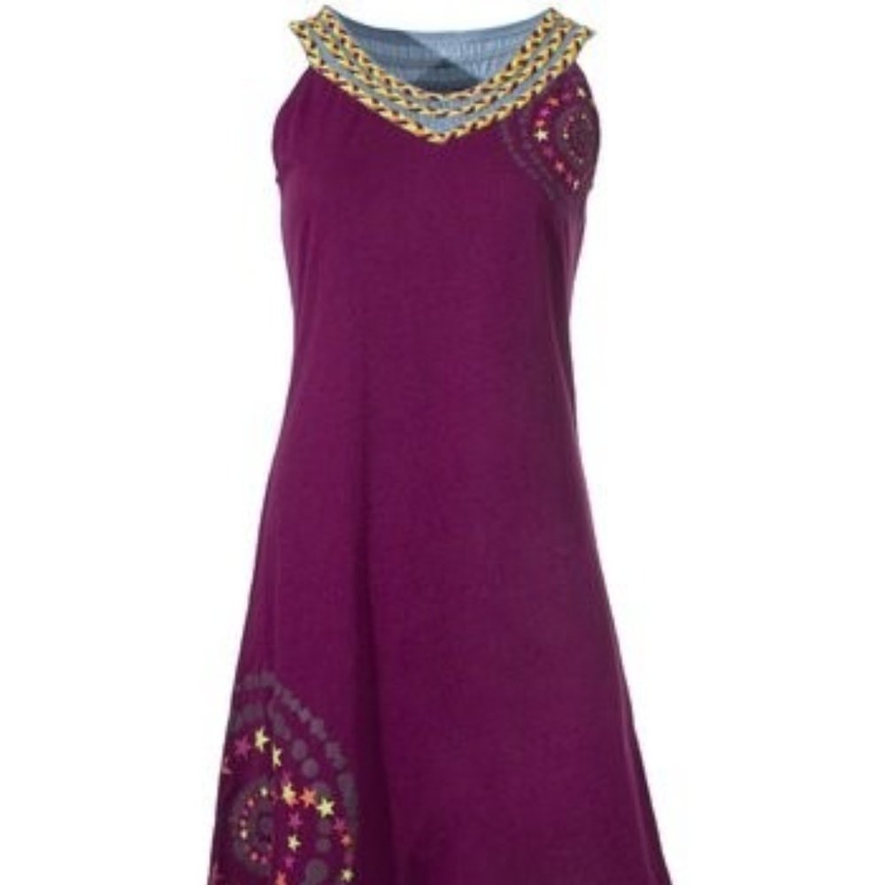 Coline Medium Purple Textured-Yoke A-Line Dress